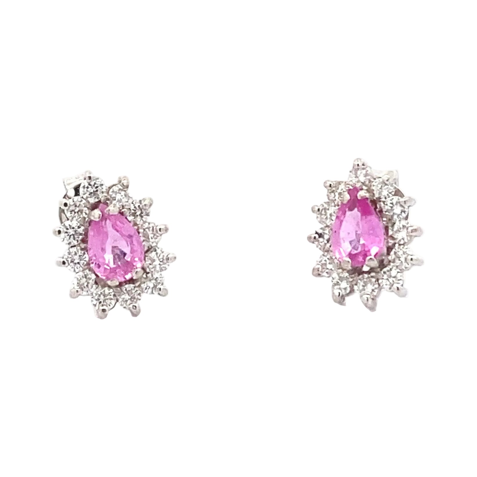 Pink Sapphire and Diamond Cluster Style Earrings  Gardiner Brothers   