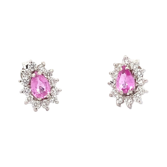 Pink Sapphire and Diamond Cluster Style Earrings  Gardiner Brothers   