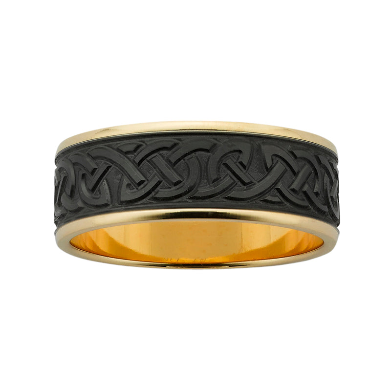 Metal ring with Celtic pattern Zircon Centre