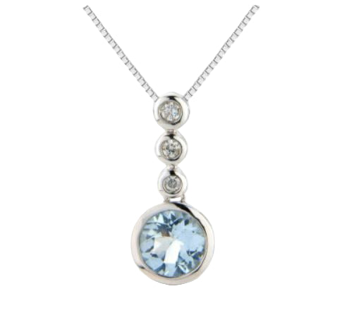 Aquamarine and Diamond Drop Pendant  Gardiner Brothers   