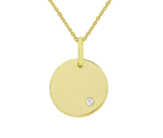 Yellow Gold Round Disc Set With a Round Brilliant Cut Diamond  Gardiner Brothers   