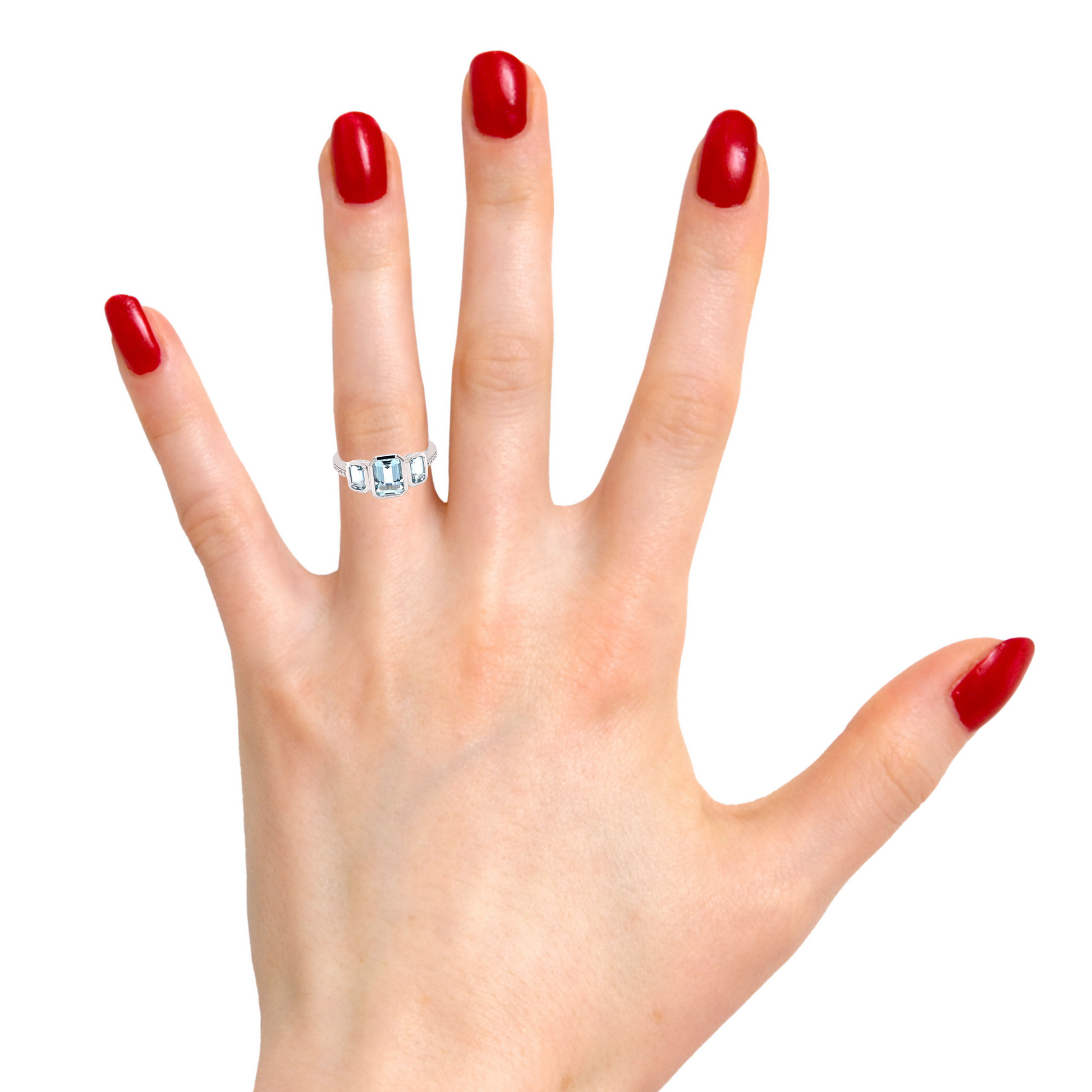 Aquamarine 3 Stone Ring with Diamond Set Shoulders  Gardiner Brothers   