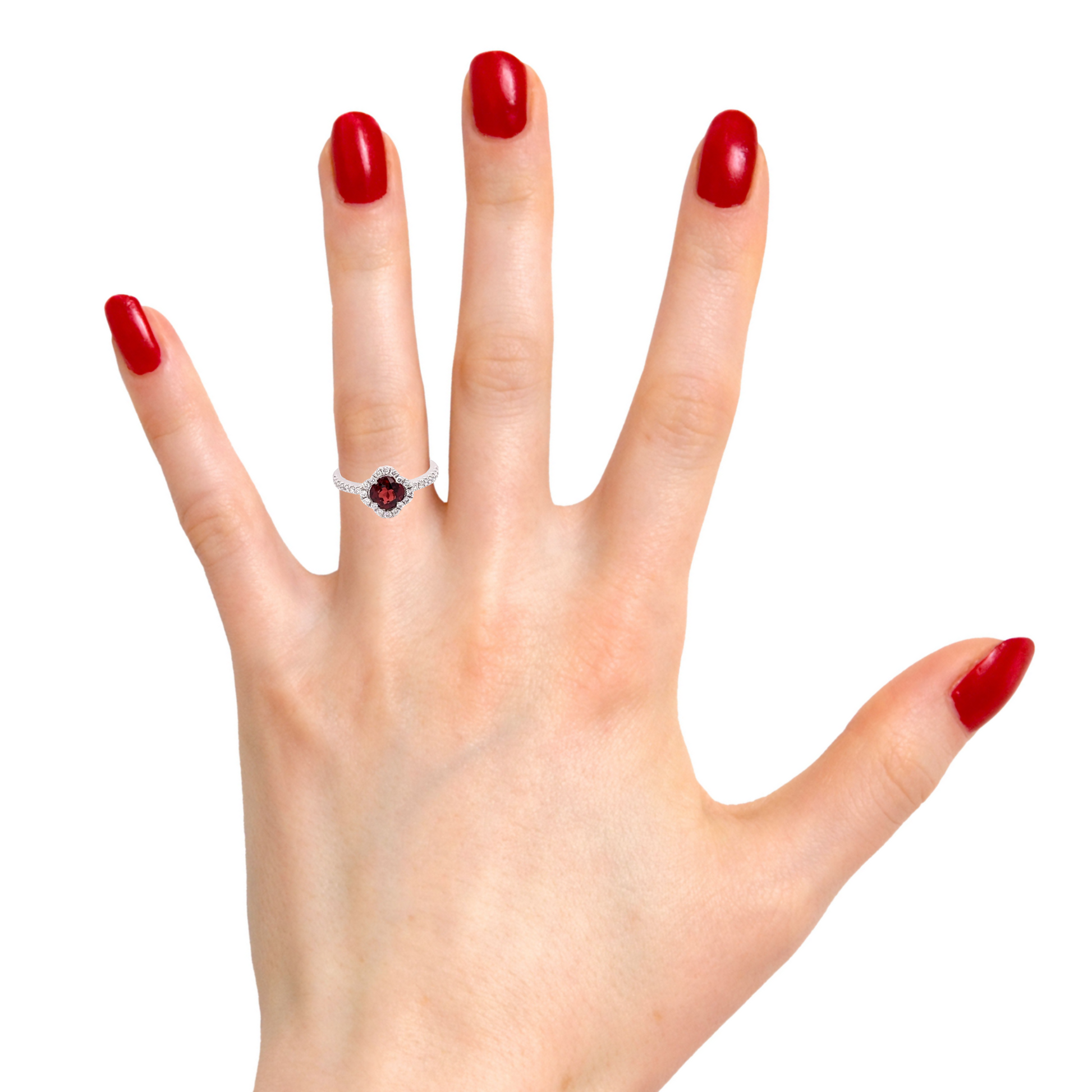 Garnet and Diamond Halo Ring  Gardiner Brothers   