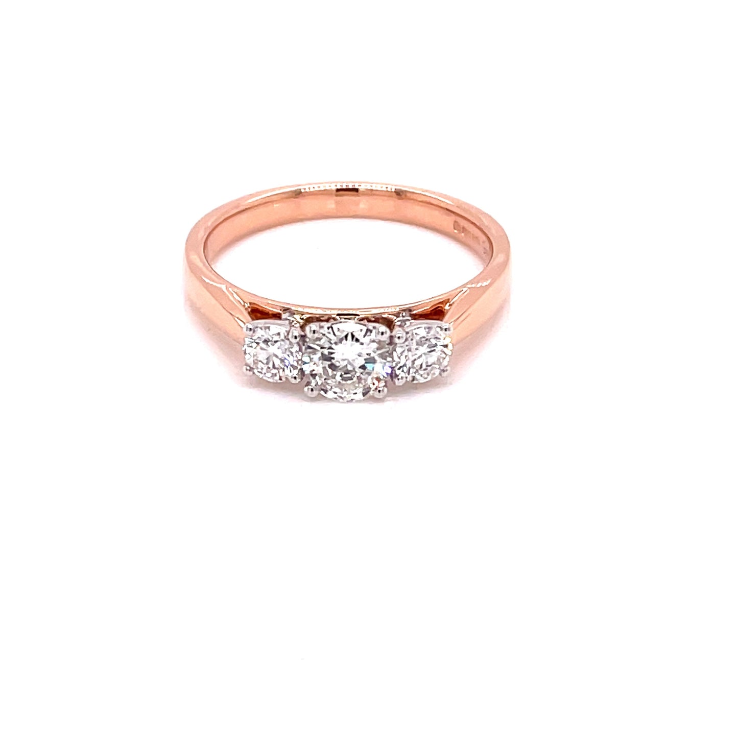 Rose Gold Round Brilliant Cut Diamond 3 Stone Ring - 0.70cts Gardiner Brothers