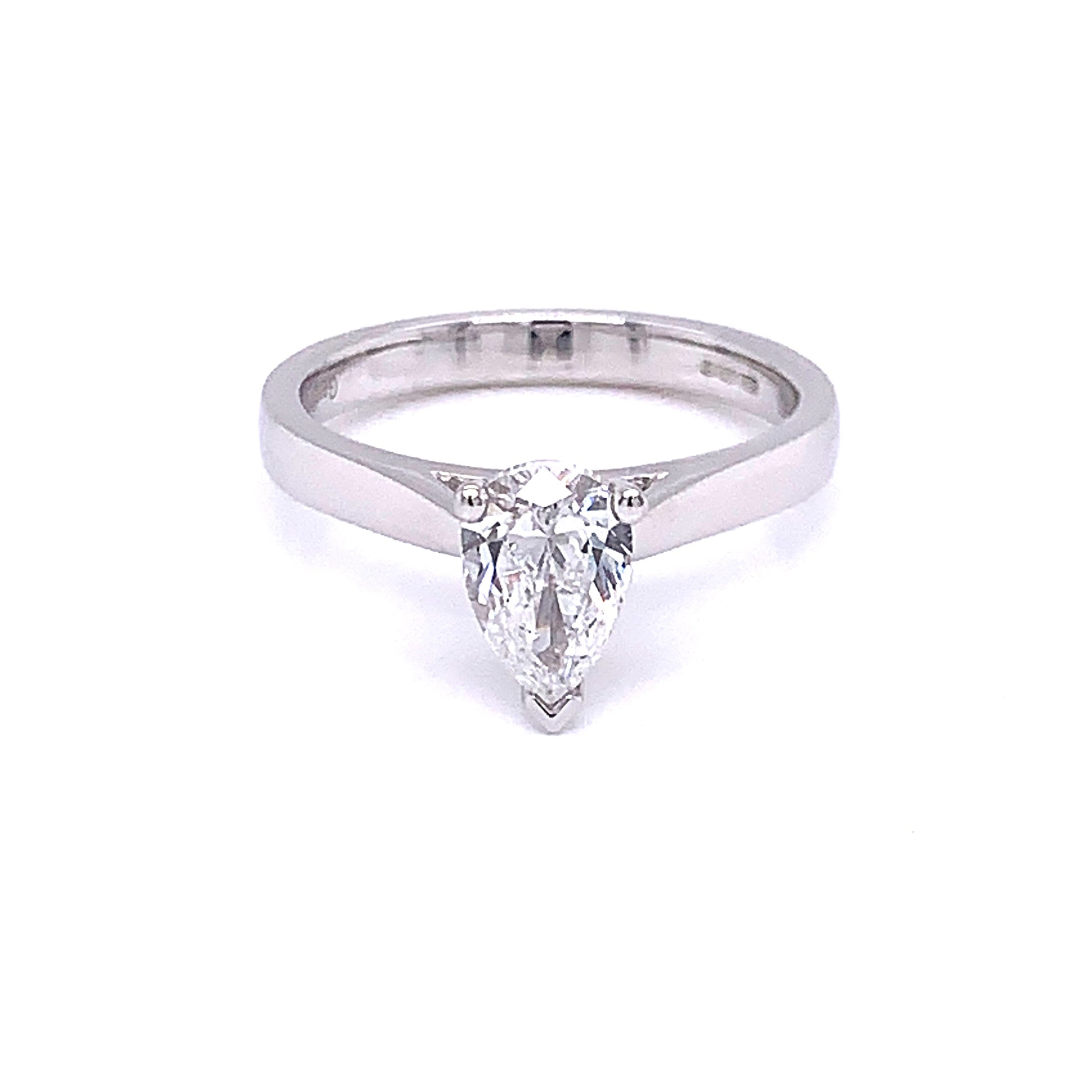 Pear Shaped Diamond Solitaire Ring - 0.90cts  gardiner-brothers