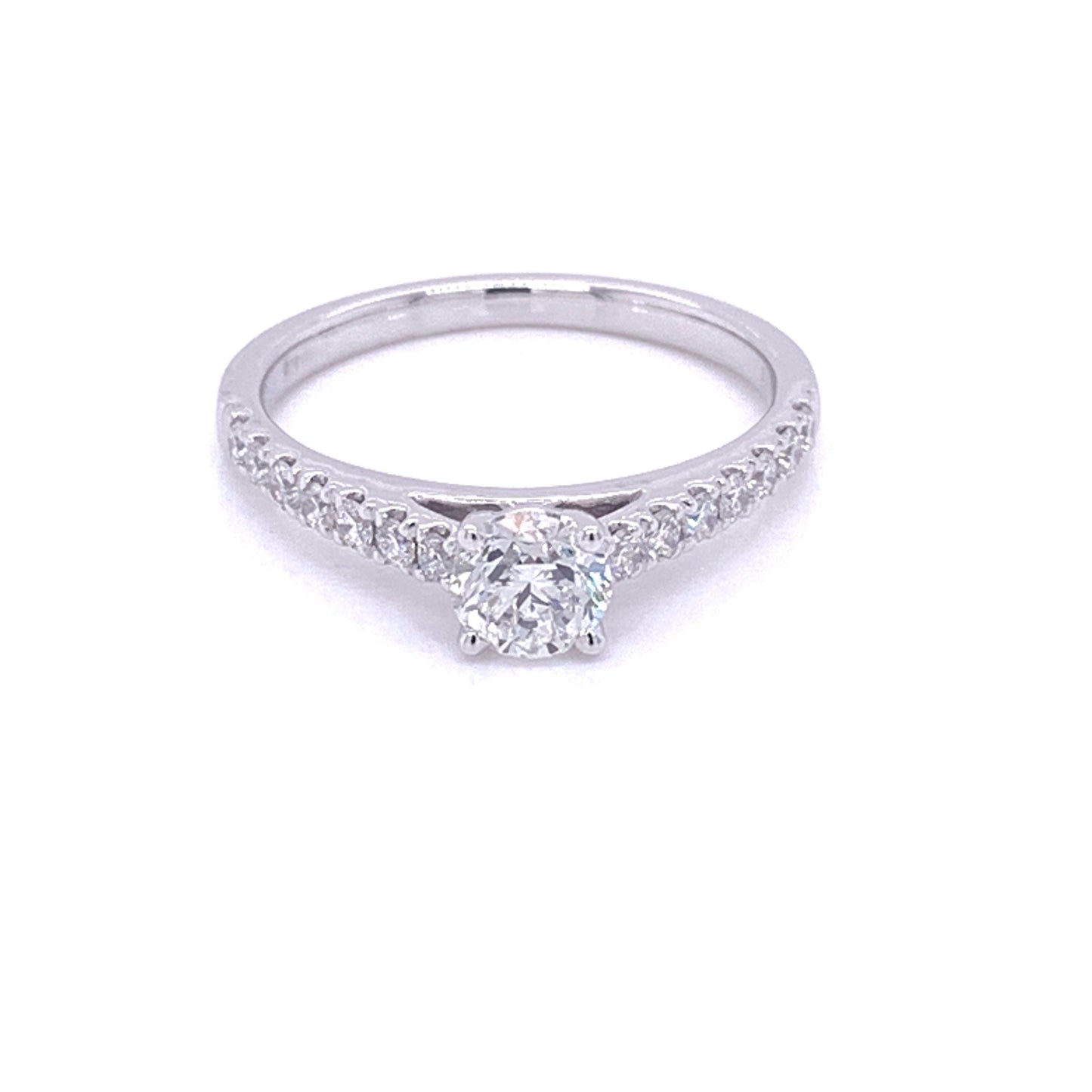 Round Brilliant Cut Diamond Solitaire With Diamond set Shoulders - 0.80cts  Gardiner Brothers