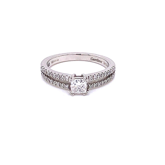 Diamond Solitaire with Split Diamond set Shoulders  gardiner-brothers