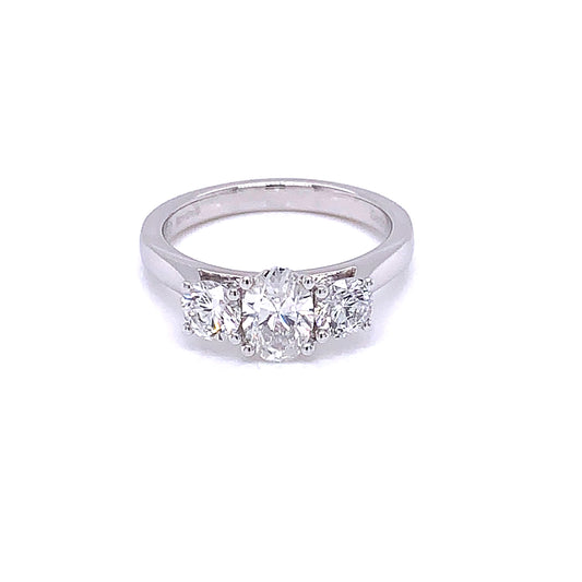 Oval and Brilliant Cut 3 Stone Diamond Ring - 1.30cts  Gardiner Brothers