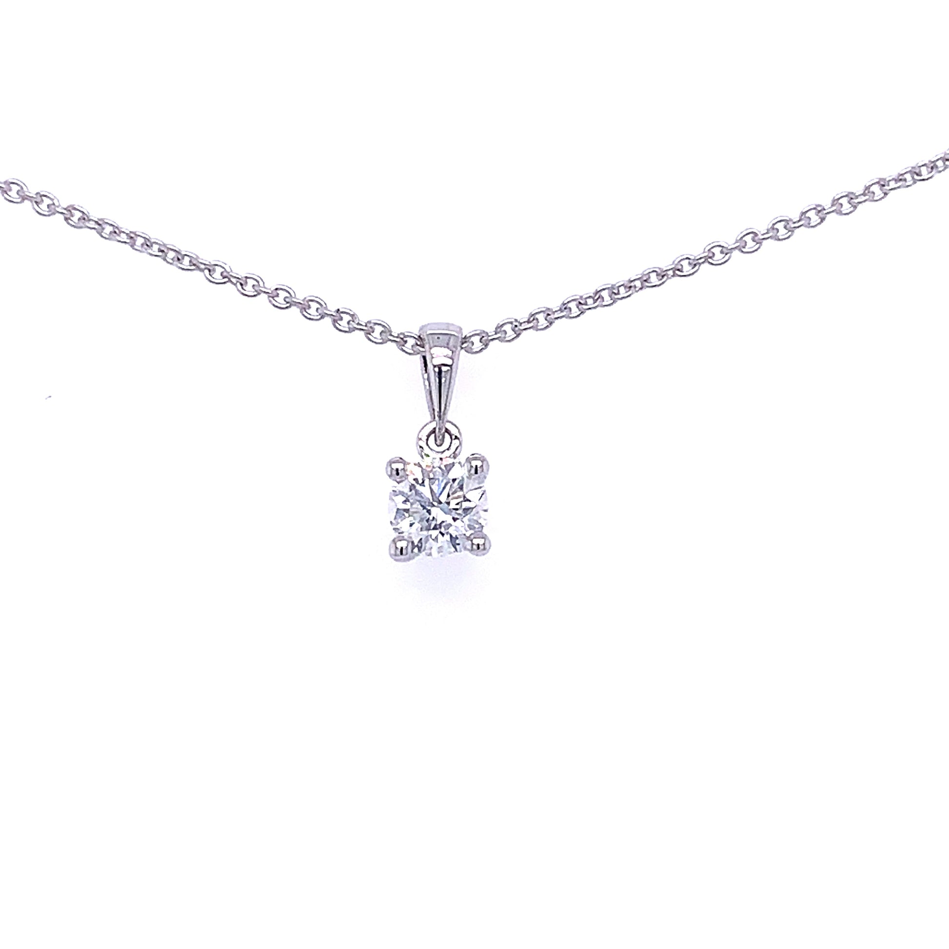 Round Brilliant Cut Diamond Solitaire Pendant - 0.40cts  Gardiner Brothers