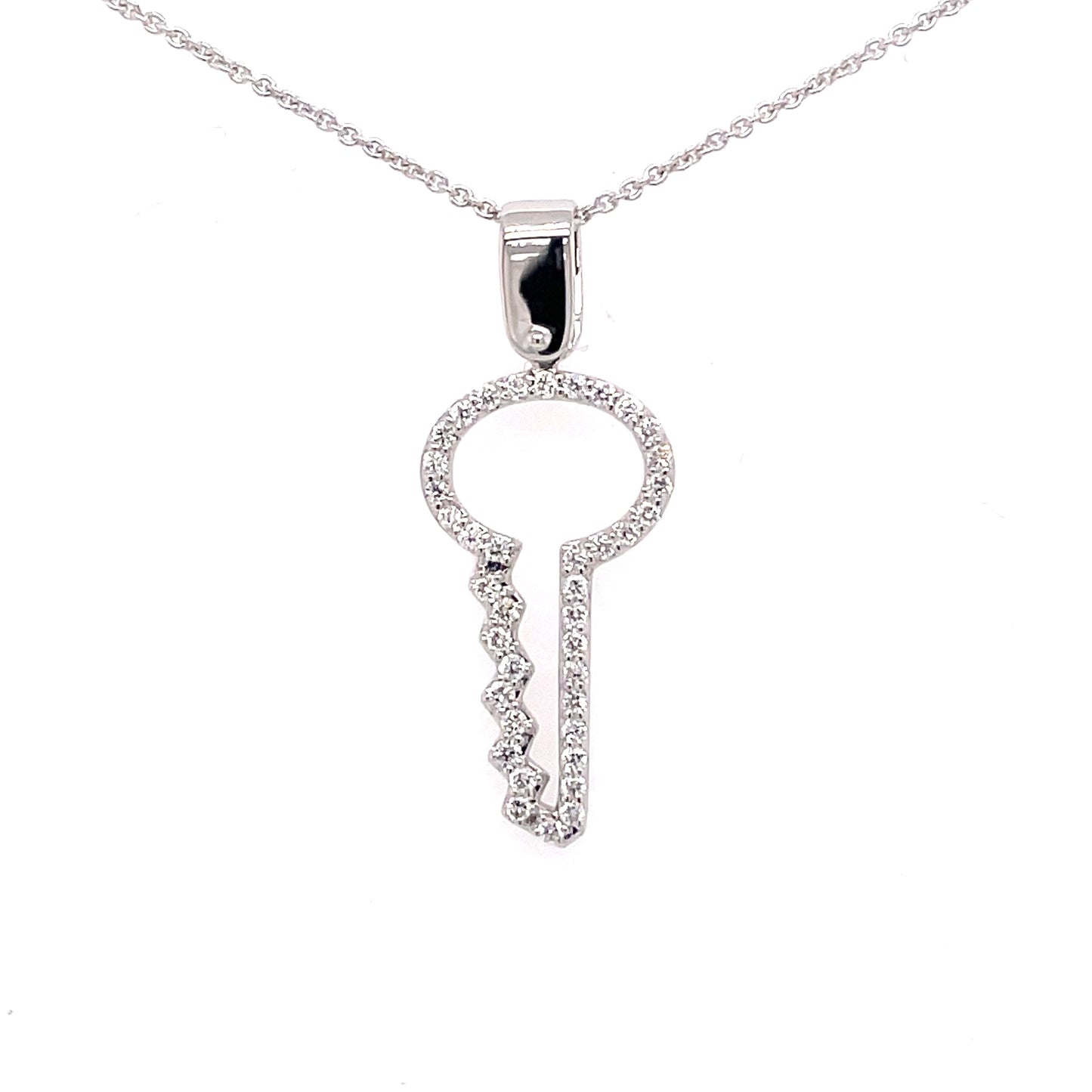 White Gold Diamond Set Key Pendant  Gardiner Brothers   