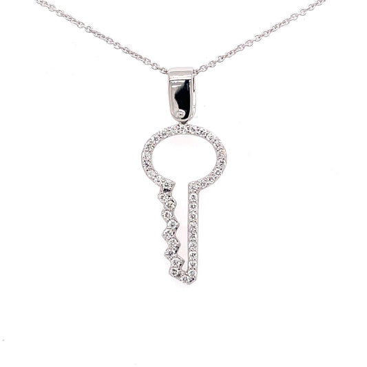 White Gold Diamond Set Key Pendant  Gardiner Brothers   