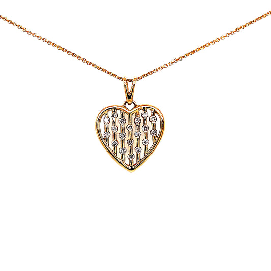 Yellow Gold Diamond Studded Heart Pendant  Gardiner Brothers