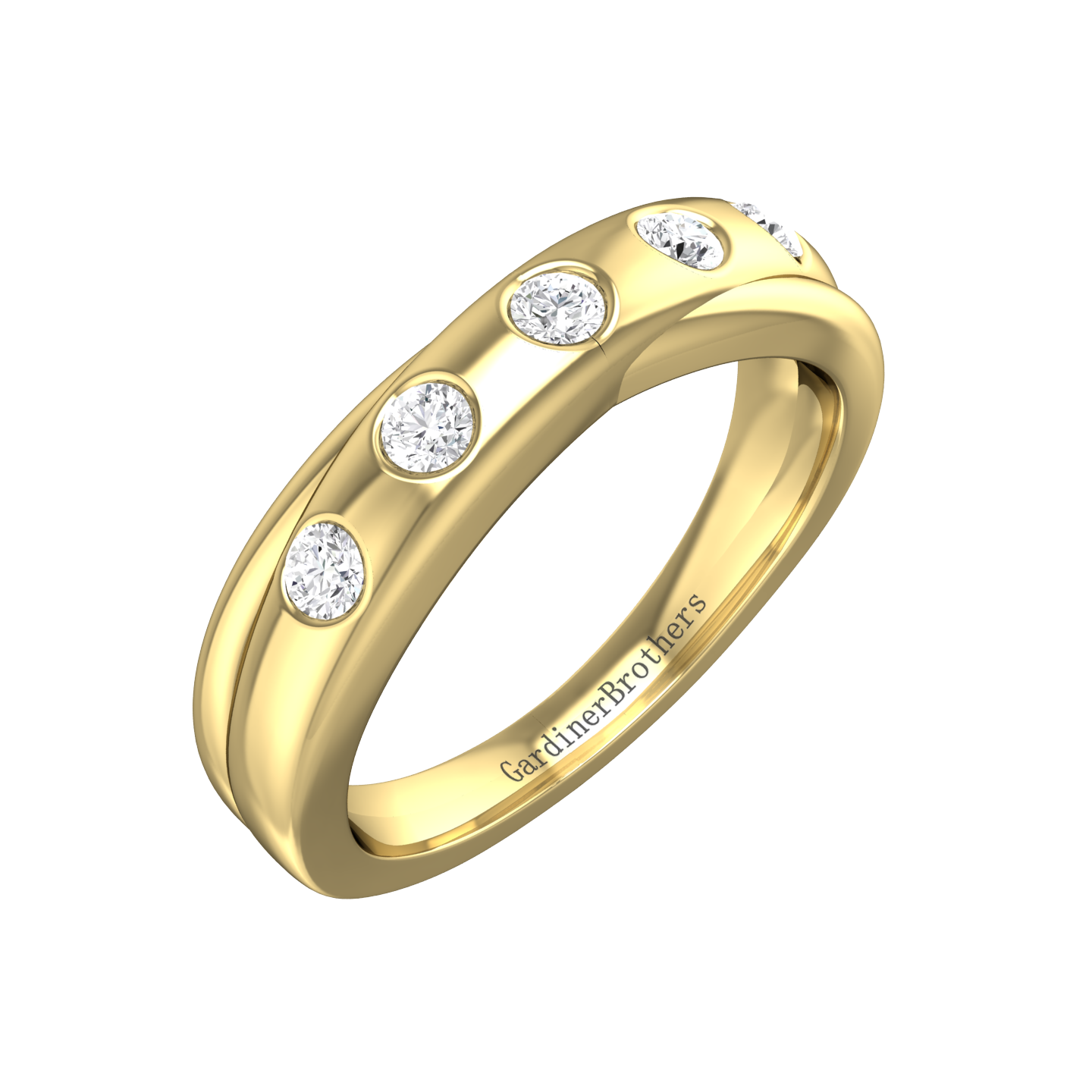 Round Brilliant Cut Diamond Cross-Over Wedding Band  Gardiner Brothers 0.05cts 18ct Yellow Gold 