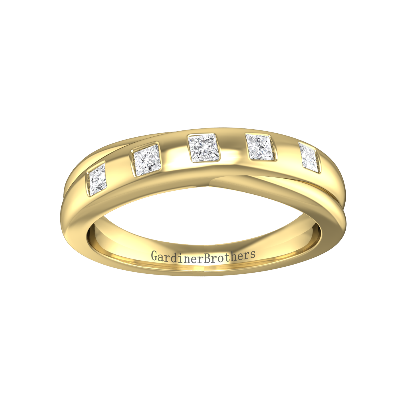 Princess Cut Diamond Cross-Over Wedding Band  Gardiner Brothers   