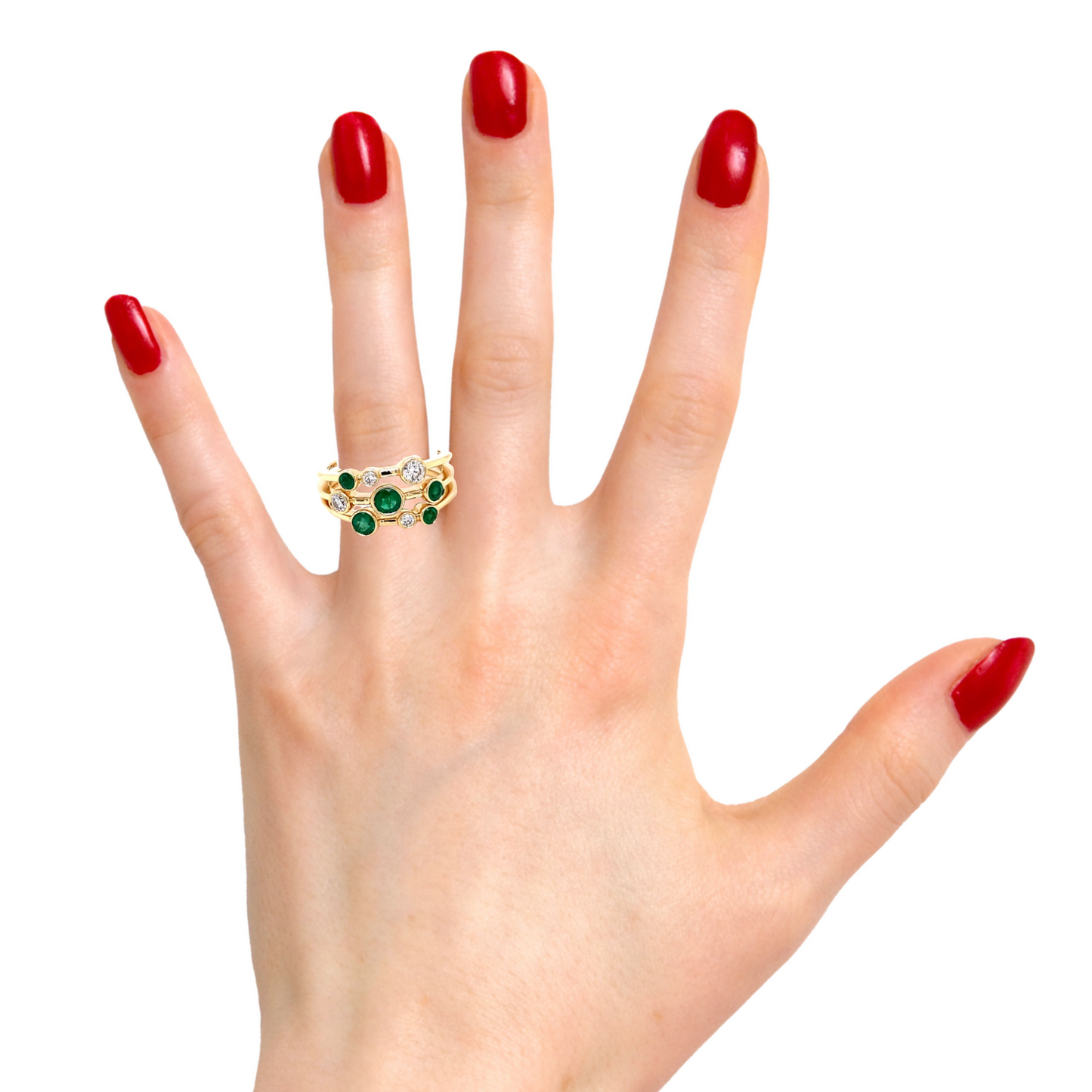 Emerald and Diamond Bubble Style Ring  Gardiner Brothers