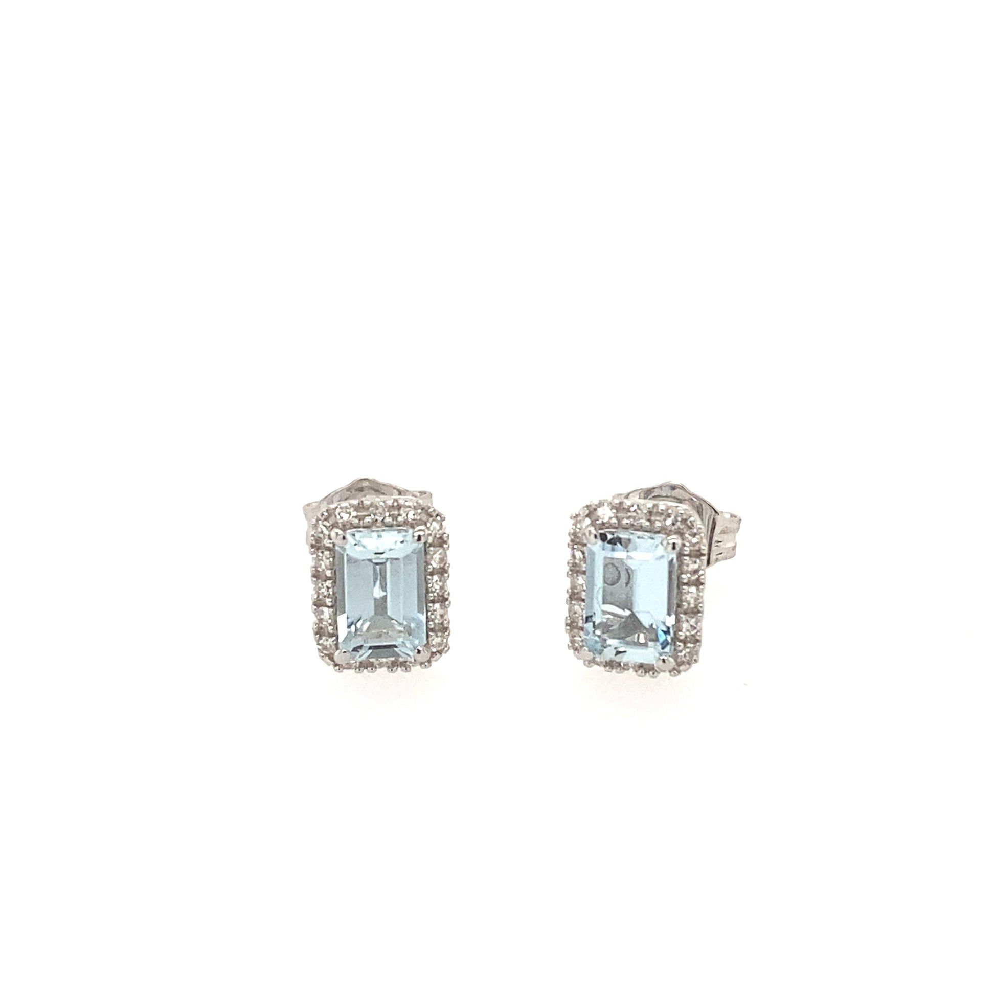 Aquamarine and Diamond Halo Style Earrings  Gardiner Brothers