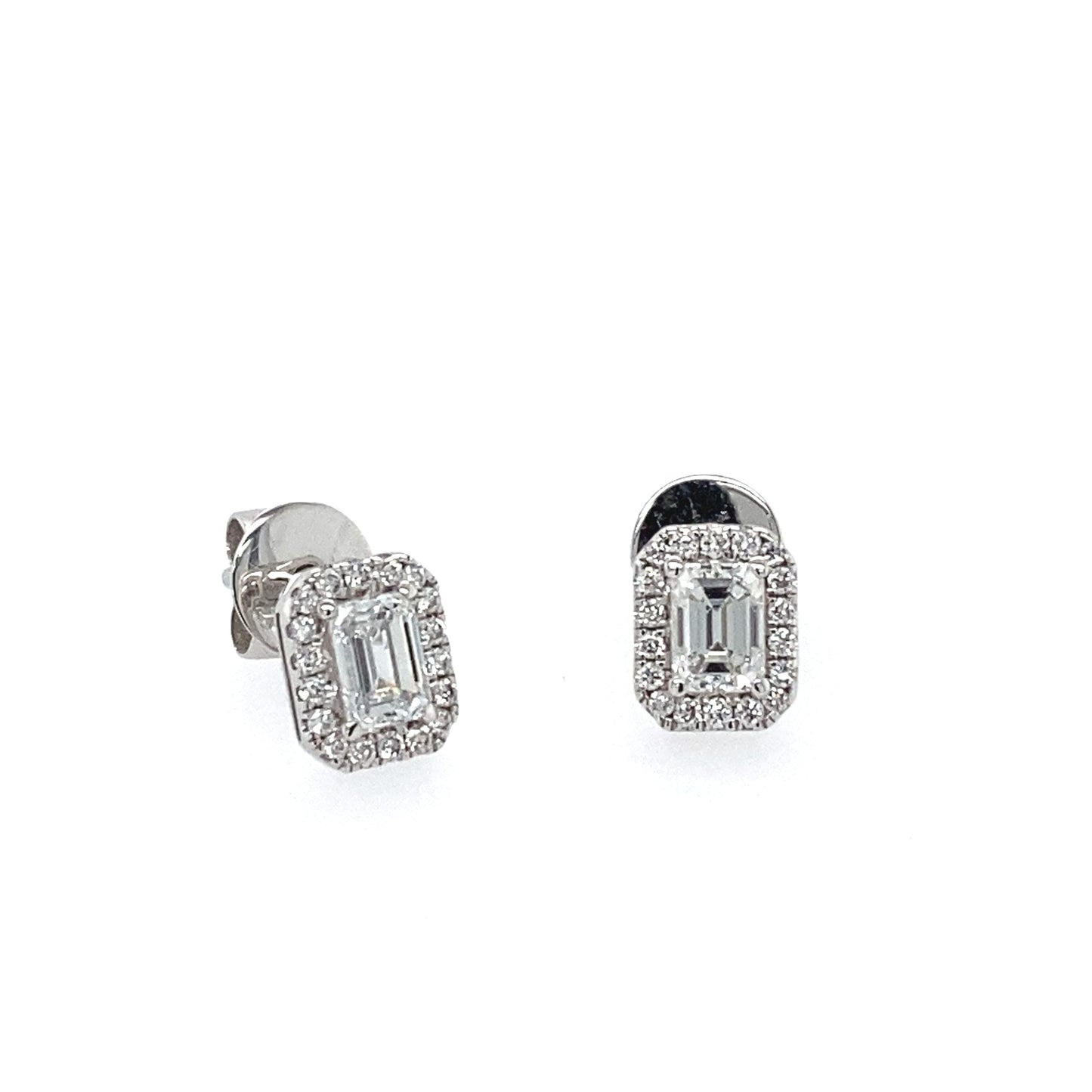 Emerald Cut Diamond Halo Style Earrings  Gardiner Brothers