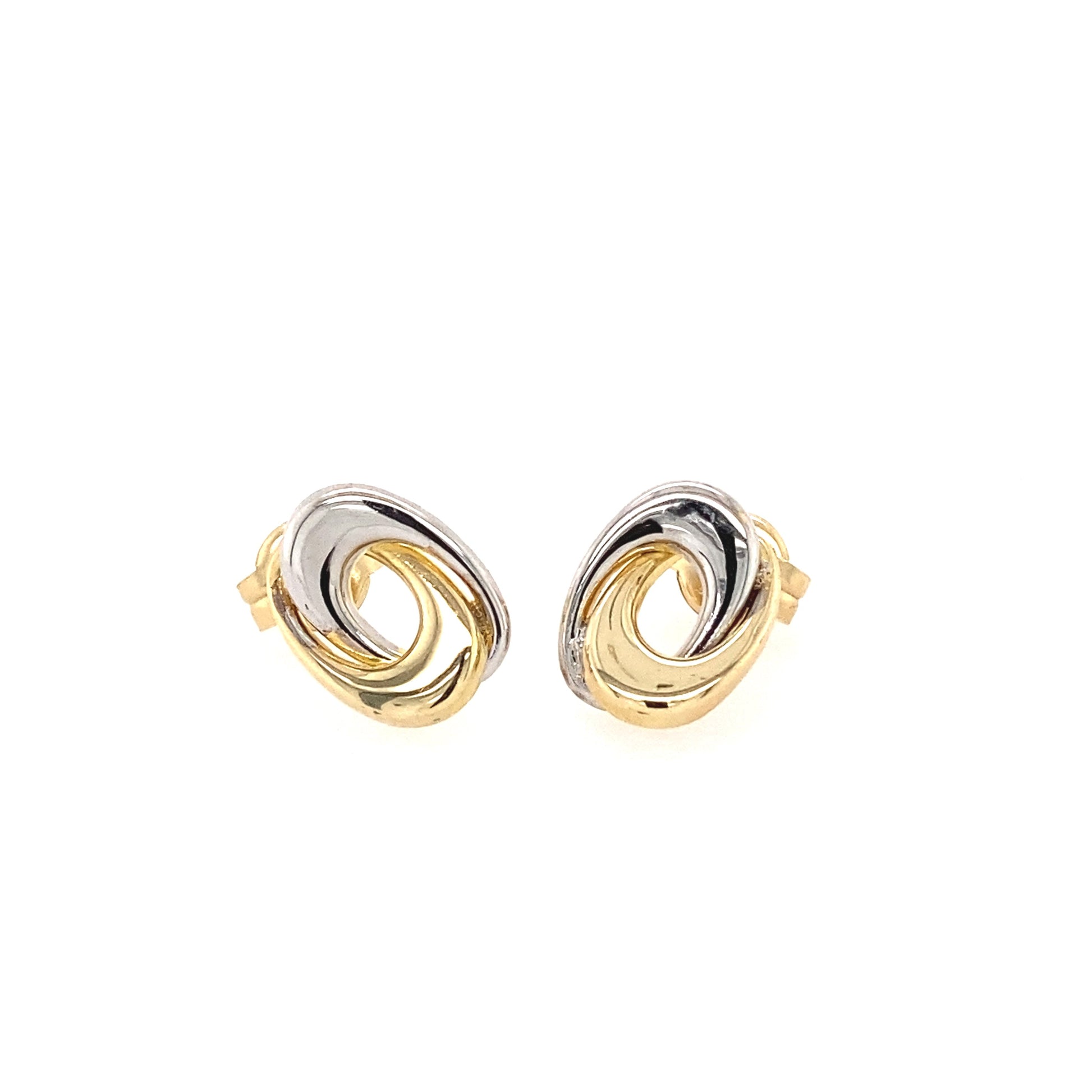 Yellow and White Gold  Off-set Oval Stud Earrings  Gardiner Brothers