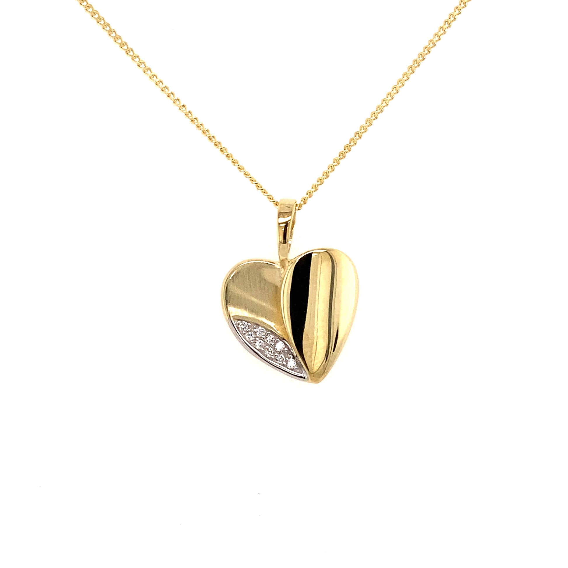 Yellow Gold Diamond Set Heart Pendant  Gardiner Brothers