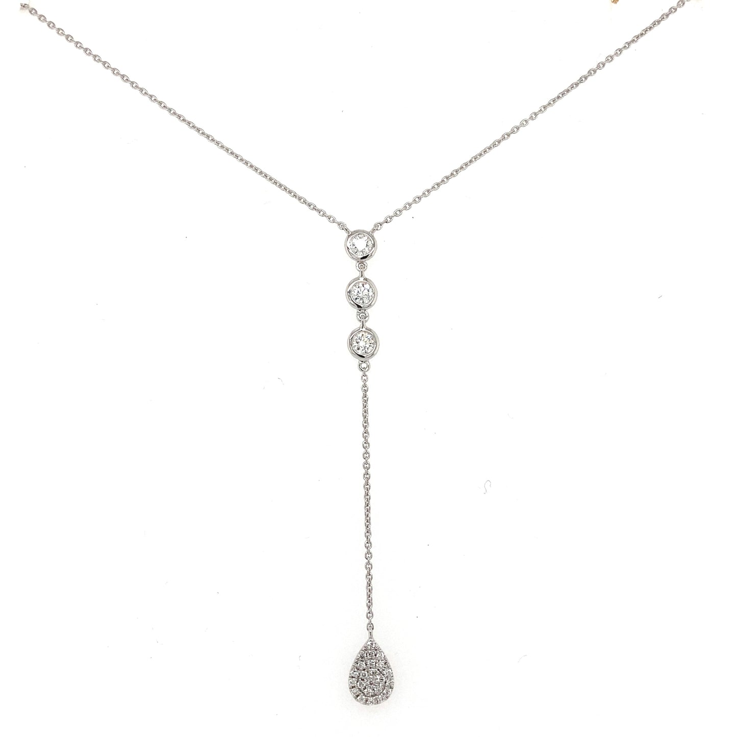 White Gold Fancy Diamond Drop Necklet  Gardiner Brothers