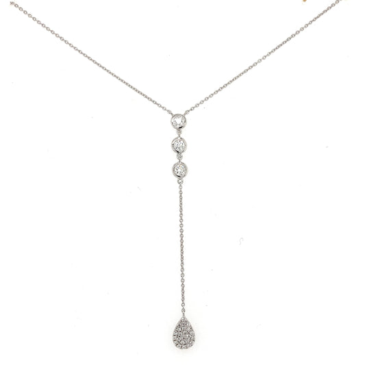 White Gold Fancy Diamond Drop Necklet  Gardiner Brothers