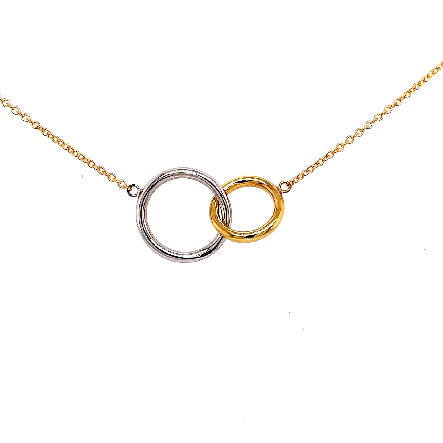 Yellow and White Gold Interlocking Circles Pendant  Gardiner Brothers