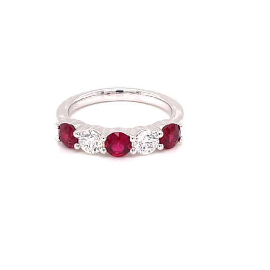 Ruby and Diamond 5 Stone Eternity Style Ring  Gardiner Brothers