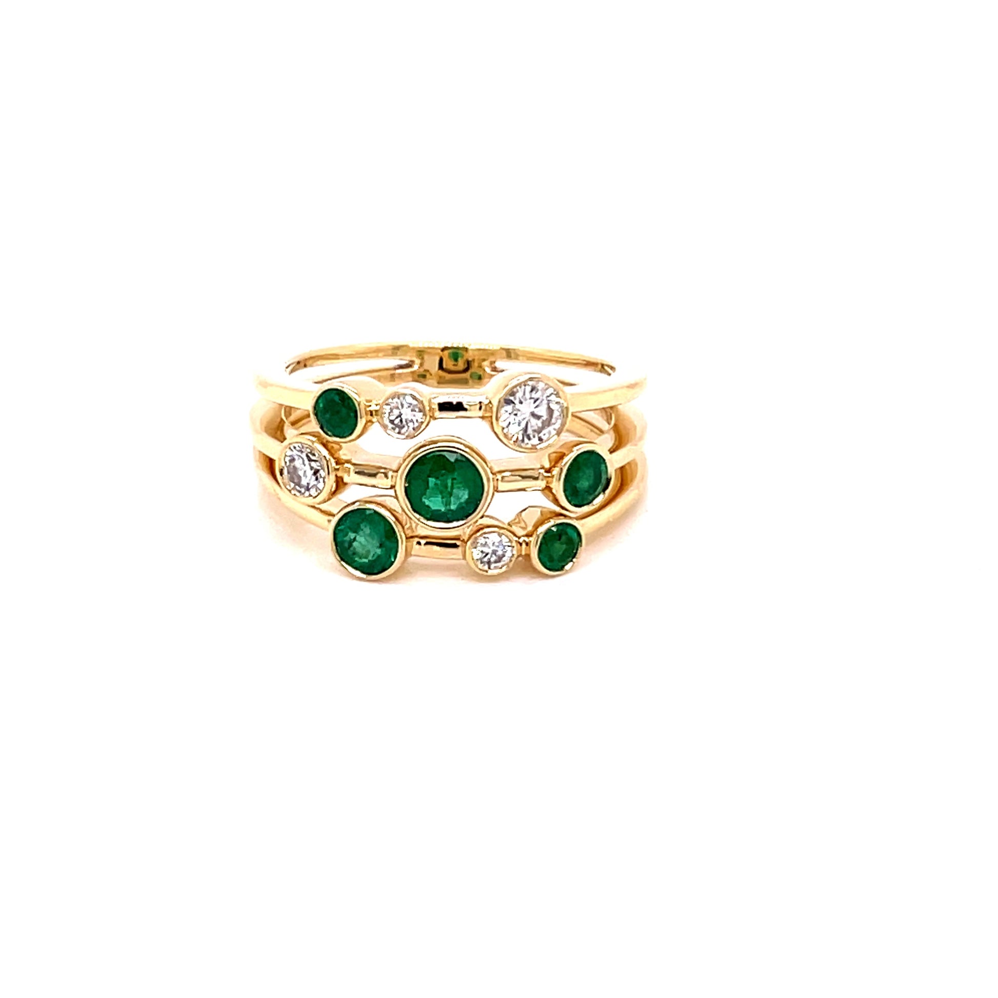 Emerald and Diamond Bubble Style Ring  Gardiner Brothers