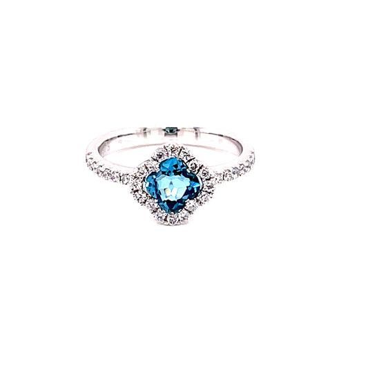 Blue Topaz and Diamond Halo Style Ring  Gardiner Brothers