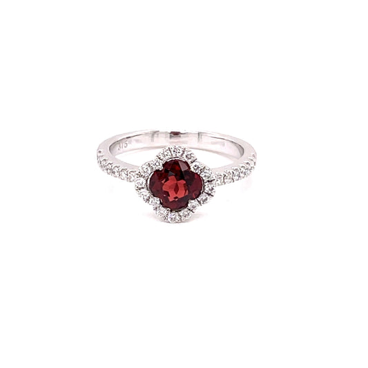 Garnet and Diamond Halo Ring  Gardiner Brothers