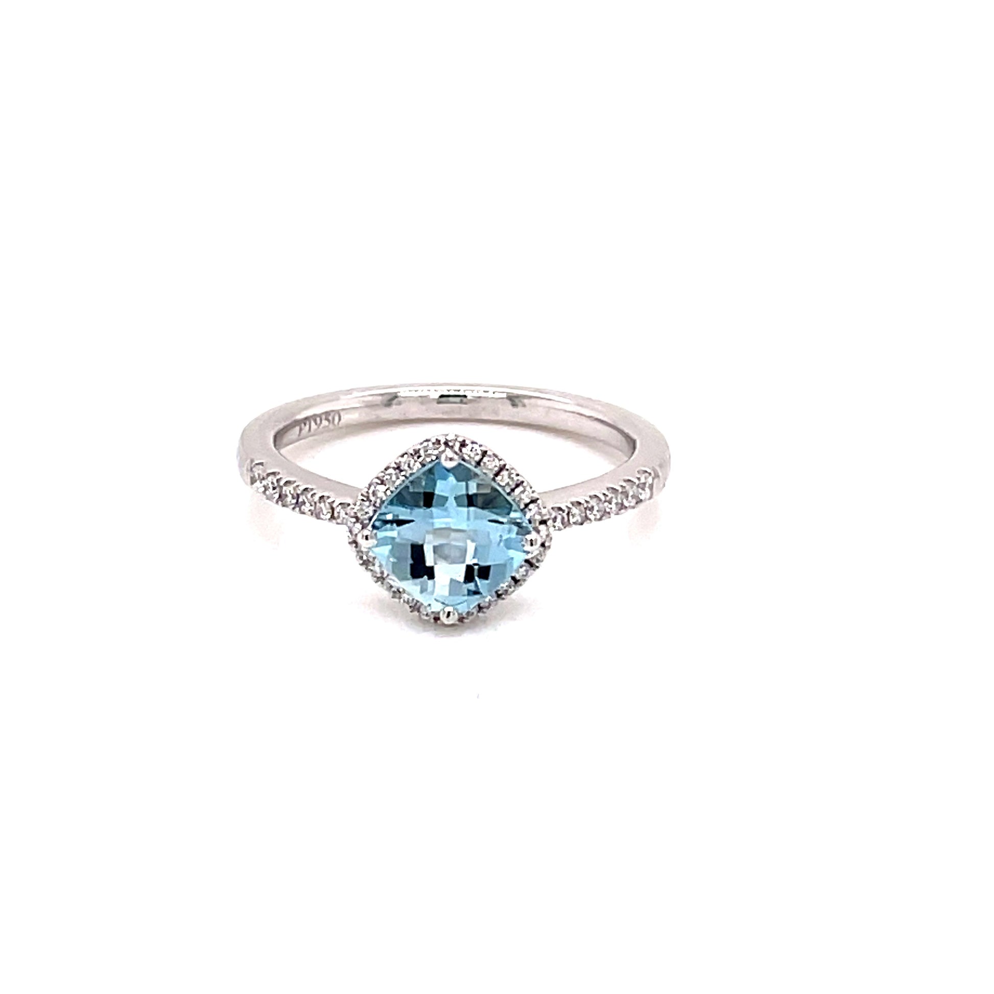 Aquamarine and Diamond Halo Style Ring  Gardiner Brothers