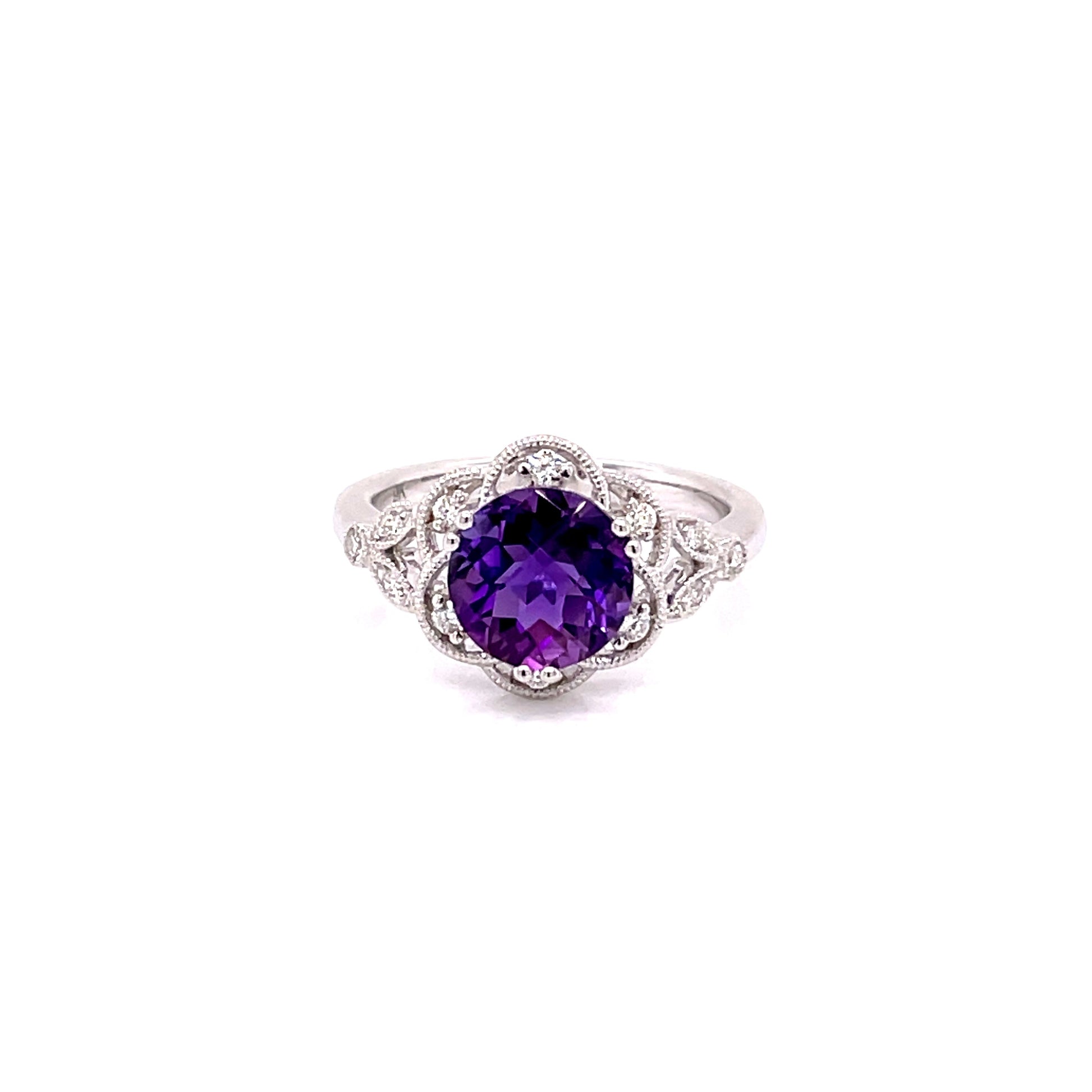 Amethyst and Diamond Vintage Style Cluster Ring  Gardiner Brothers