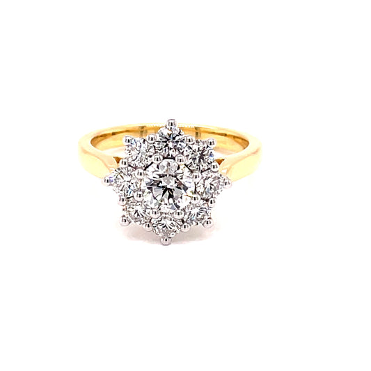 Round Brilliant Cut 9 Diamond Cluster Ring - 1.60cts  Gardiner Brothers