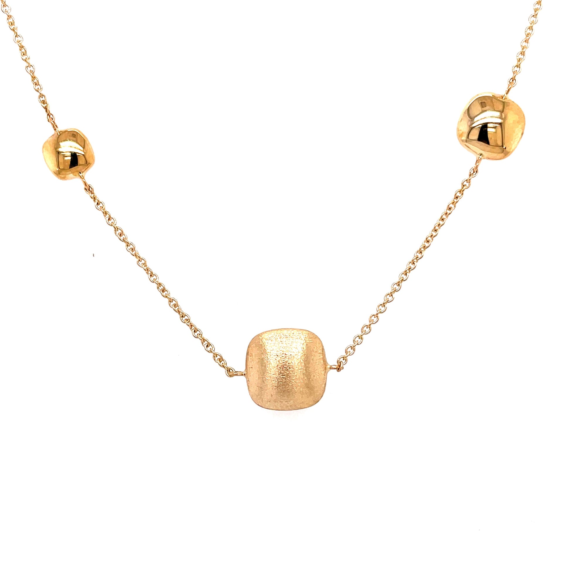 Yellow gold Satin and Polished Square Necklace  Gardiner Brothers