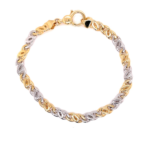 Yellow and White Gold Double Curb Link Bracelet.  Gardiner Brothers