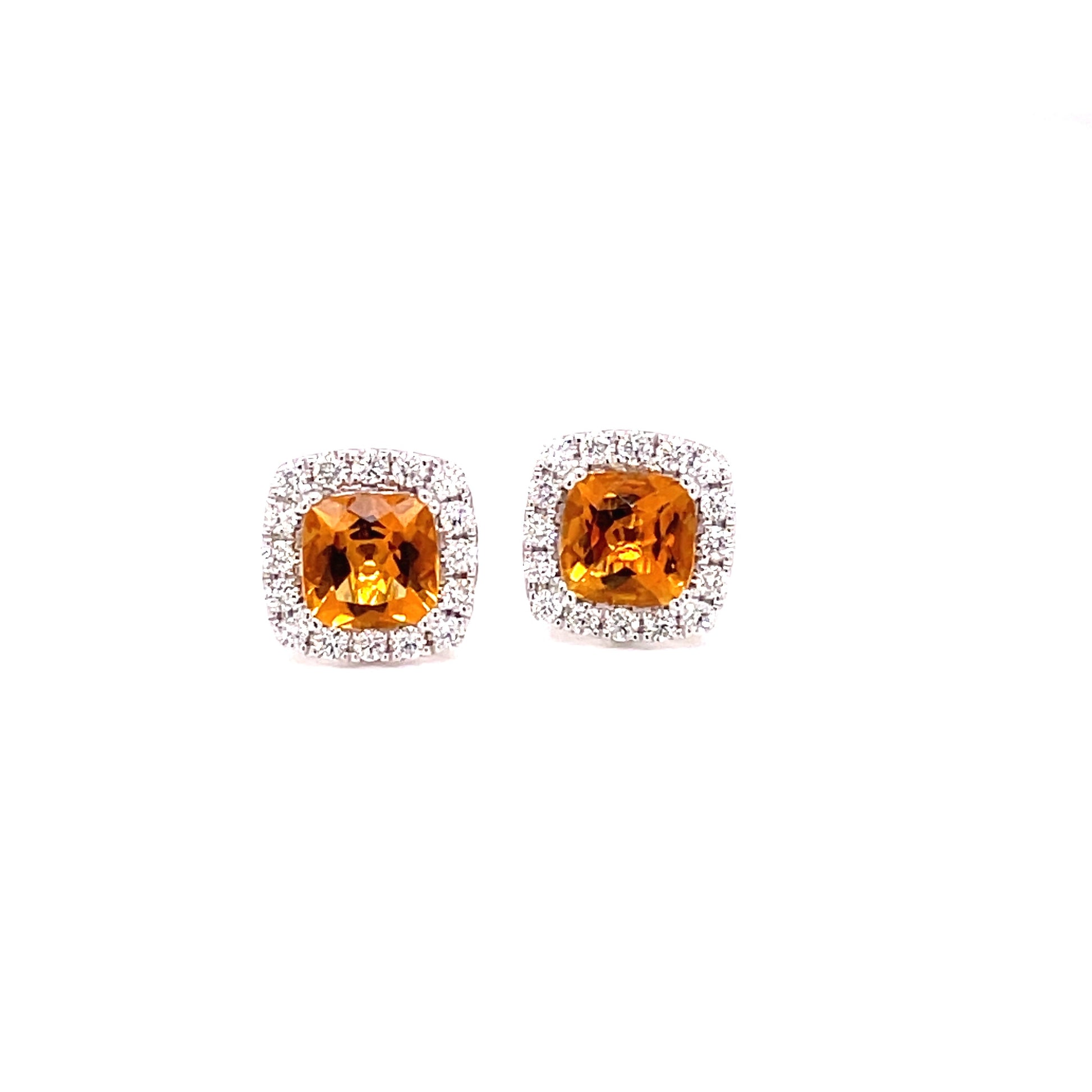 Citrine and Diamond Halo Style Earrings  Gardiner Brothers