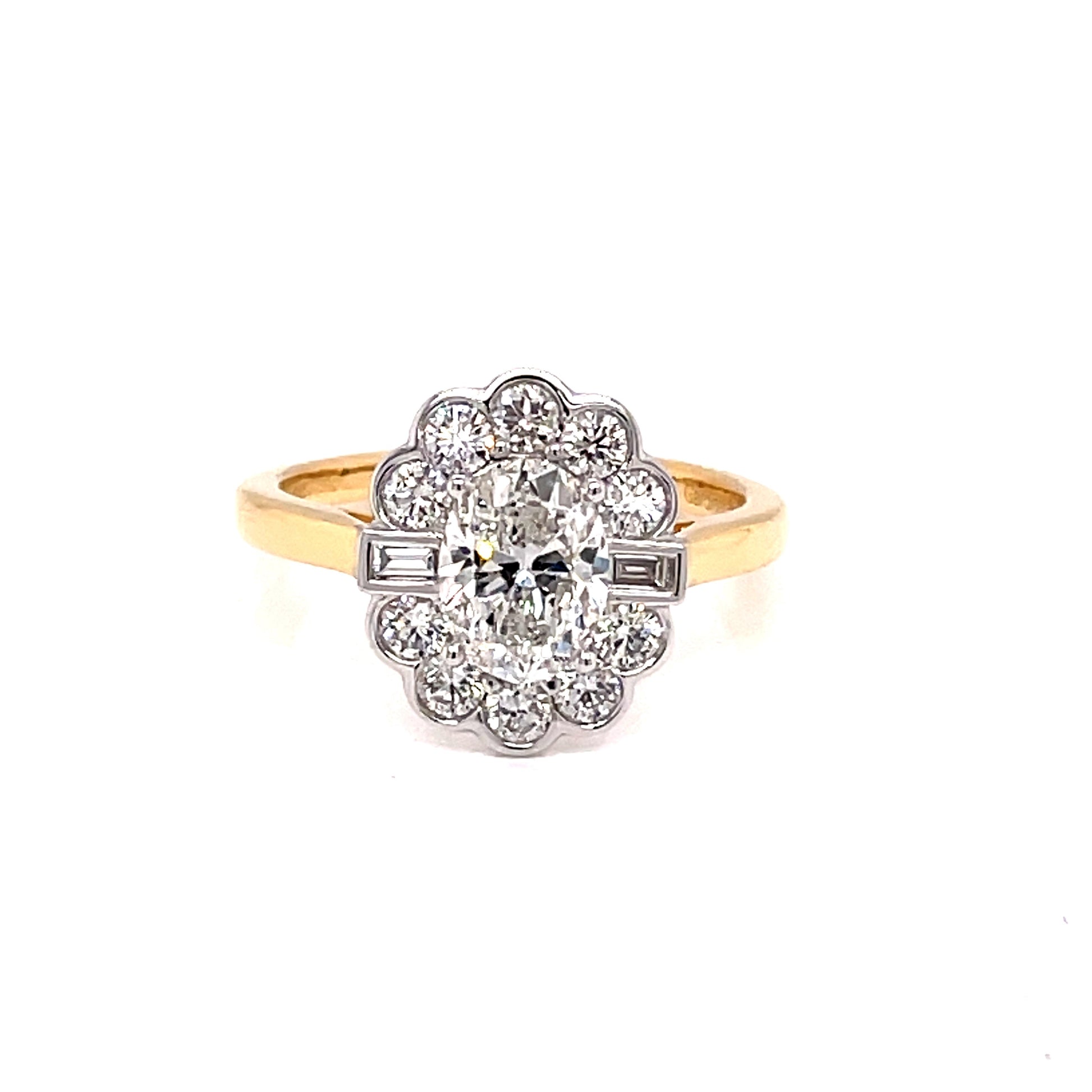 Oval Diamond Vintage Cluster Style Ring - 1.61cts  Gardiner Brothers