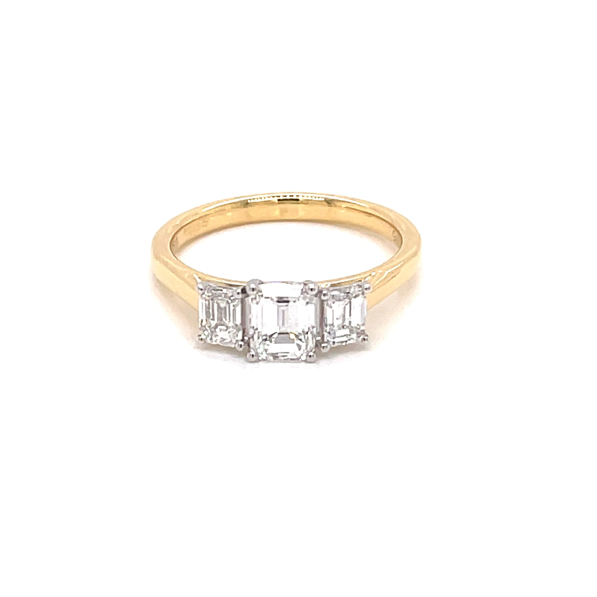 Yellow Gold Emerald Cut Diamond 3 Stone Ring - 1.21cts  Gardiner Brothers