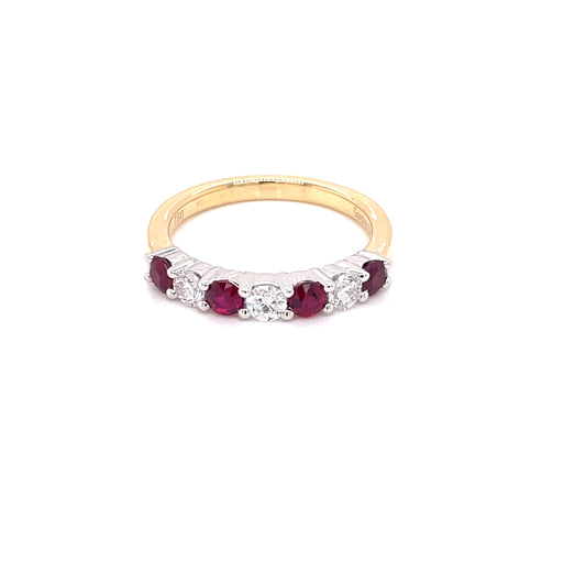 Ruby and Round Brilliant Cut Diamond 7 Stone Ring  Gardiner Brothers