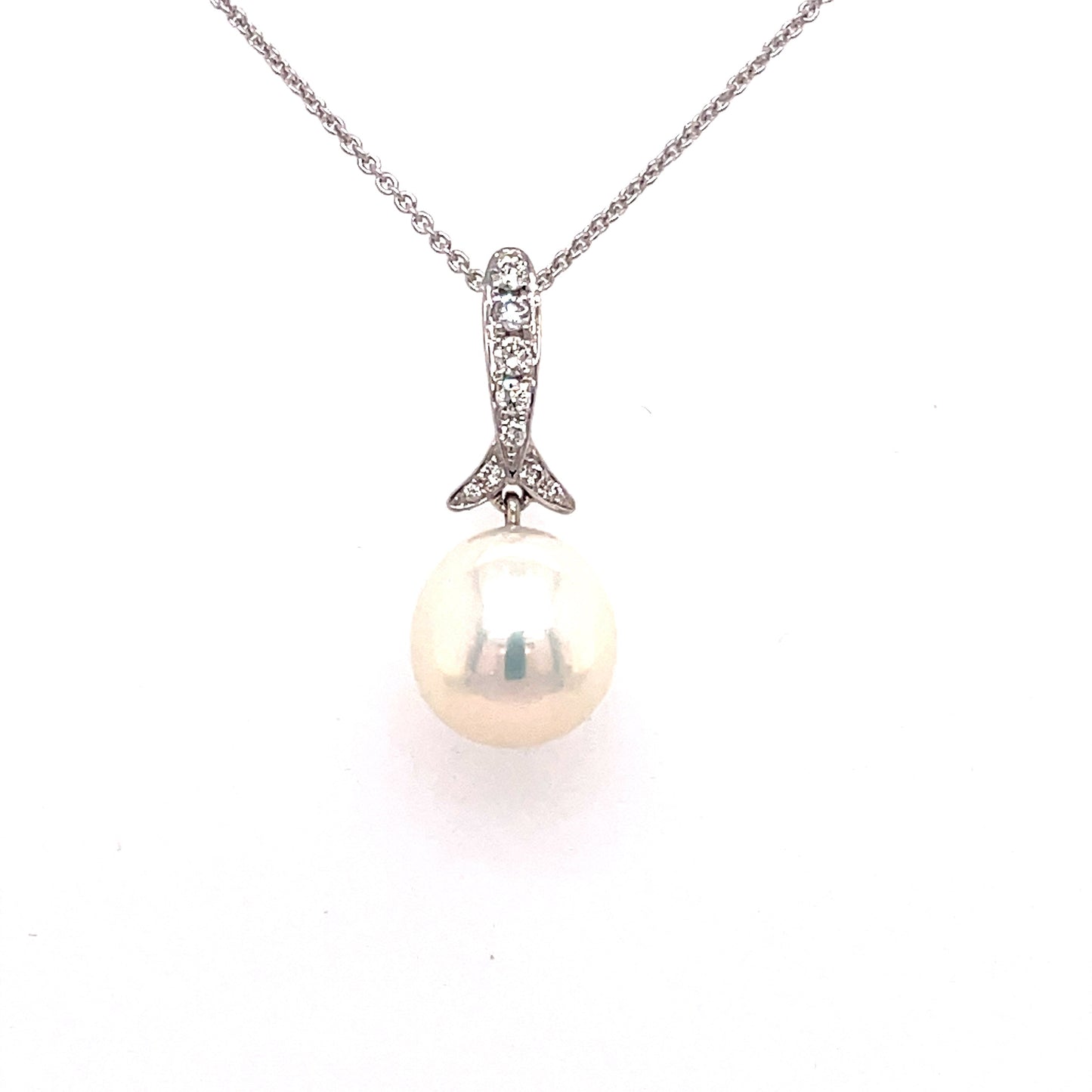 Akoya Pearl and Diamond Drop Style Pendant  Gardiner Brothers