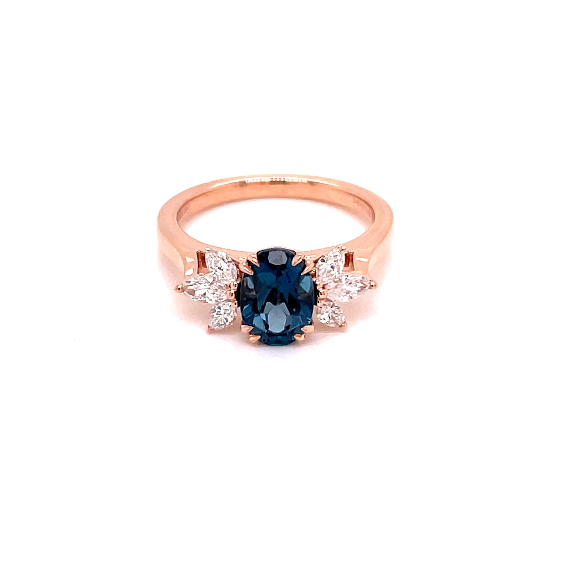 London Blue Topaz and Diamond Ring in Rose Gold  Gardiner Brothers