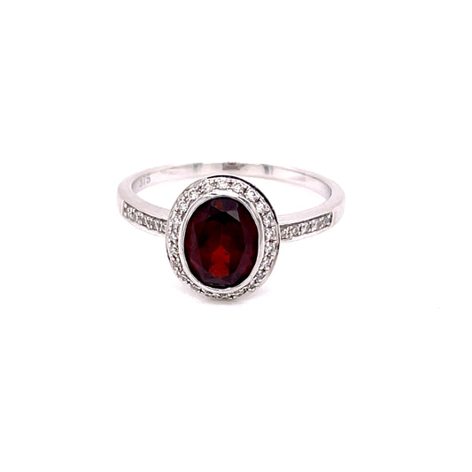 Garnet and Diamond Halo Style Ring  Gardiner Brothers