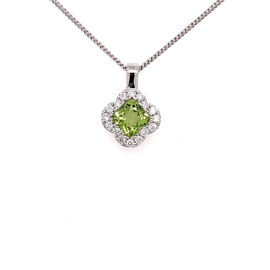 Peridot and Diamond Halo Style Pendant  Gardiner Brothers