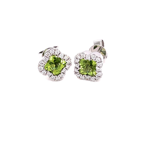 Peridot and Diamond Halo Style Earrings  Gardiner Brothers