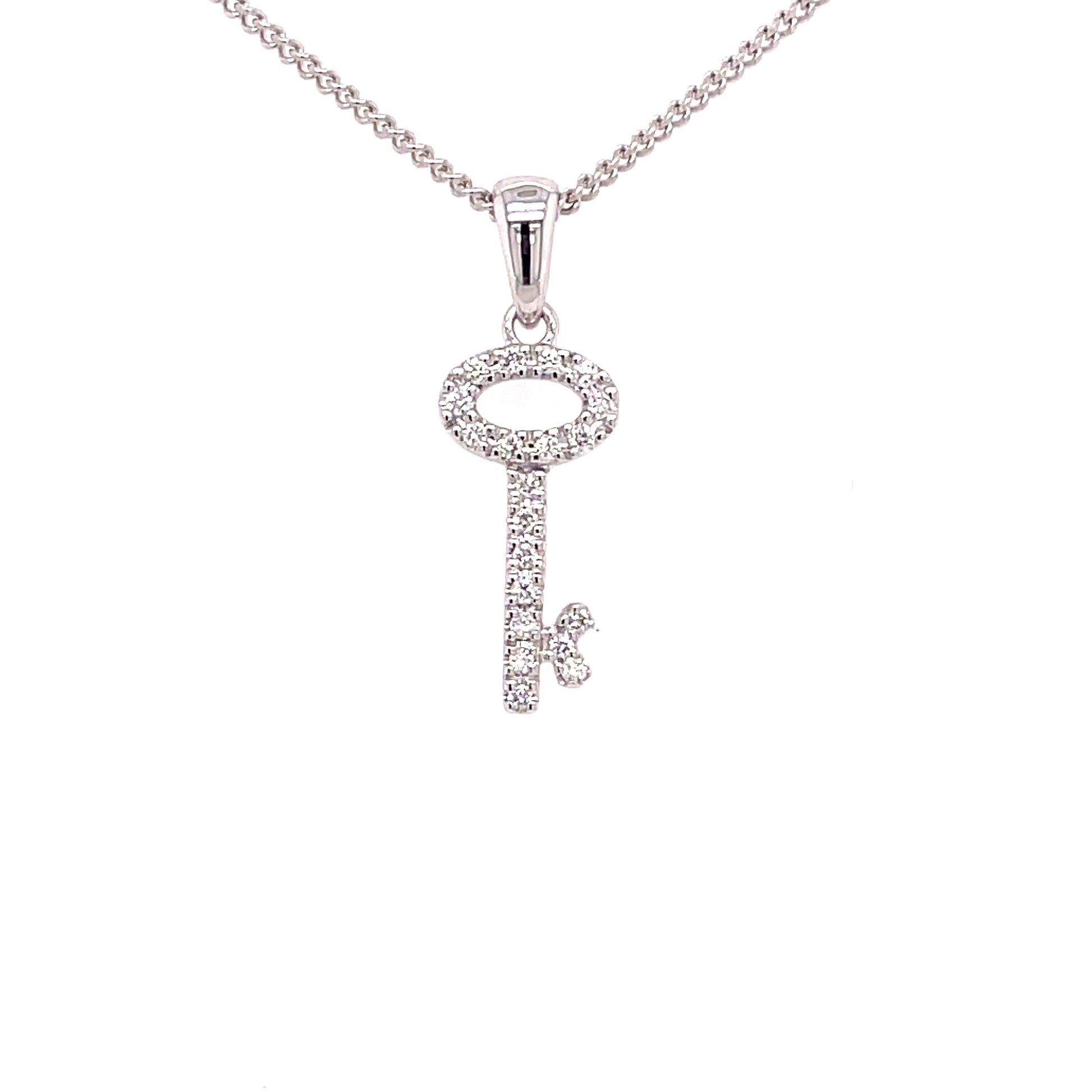 White Gold Diamond Set Key Style Pendant  Gardiner Brothers   