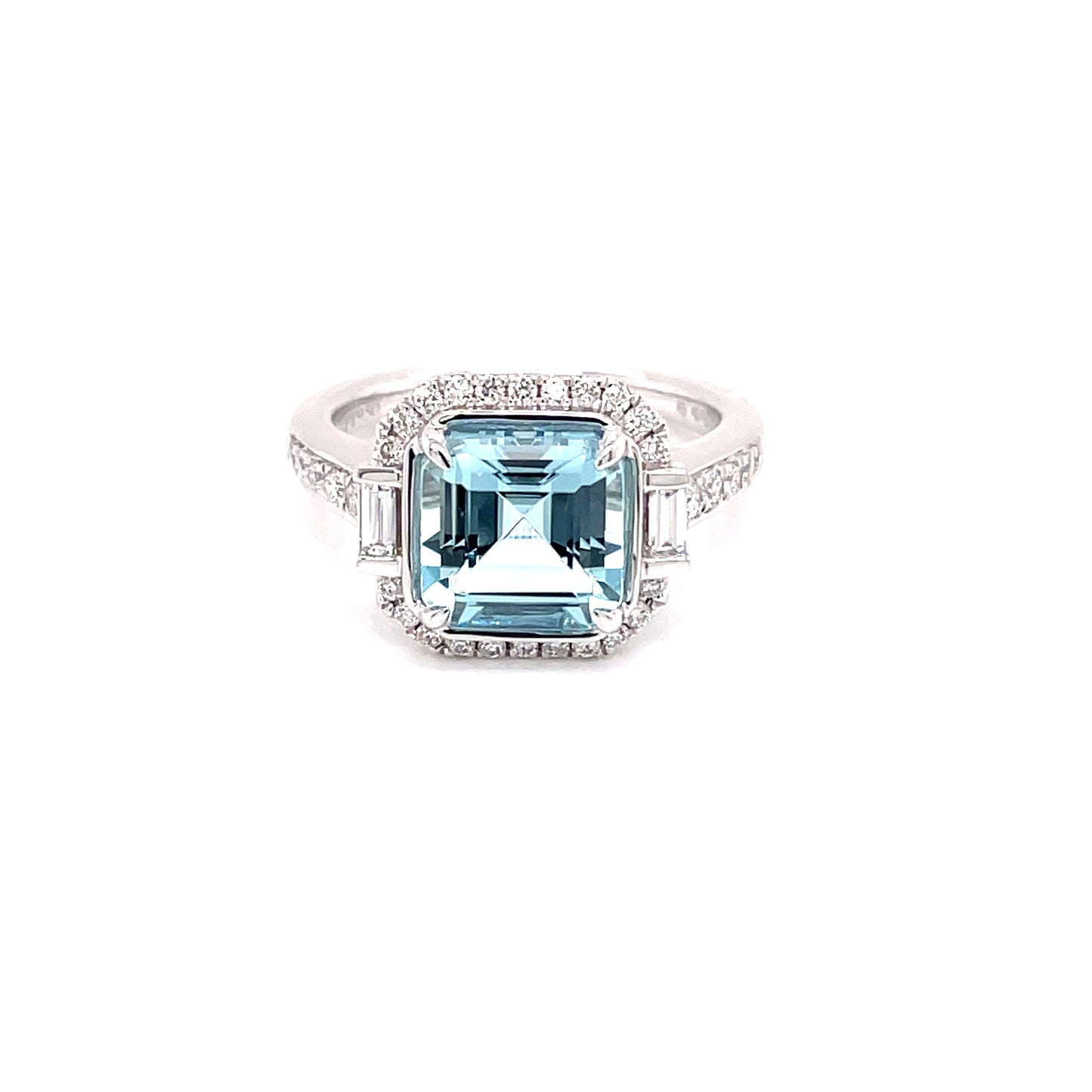 Aquamarine and Diamond Halo Style Ring  Gardiner Brothers