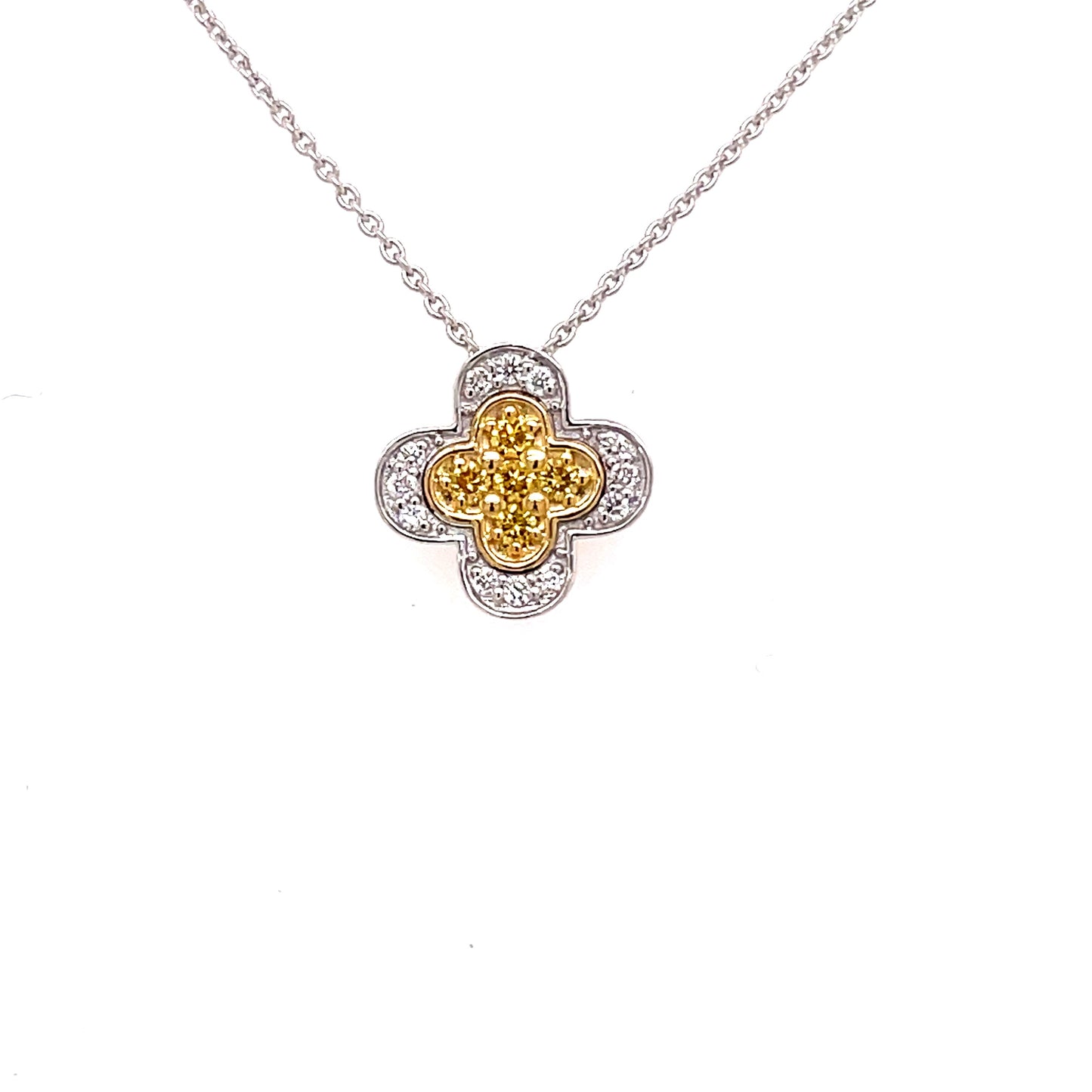 Yellow and White Diamond, Flower Shaped Pendant  Gardiner Brothers   