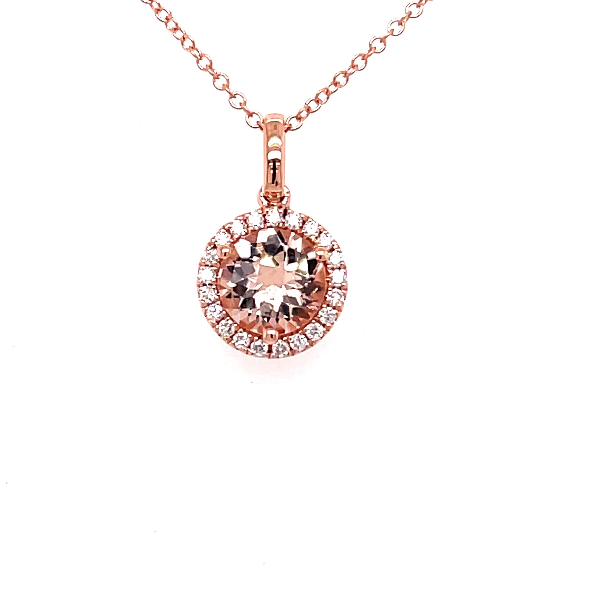 Morganite and Diamond Halo Style Pendant  Gardiner Brothers