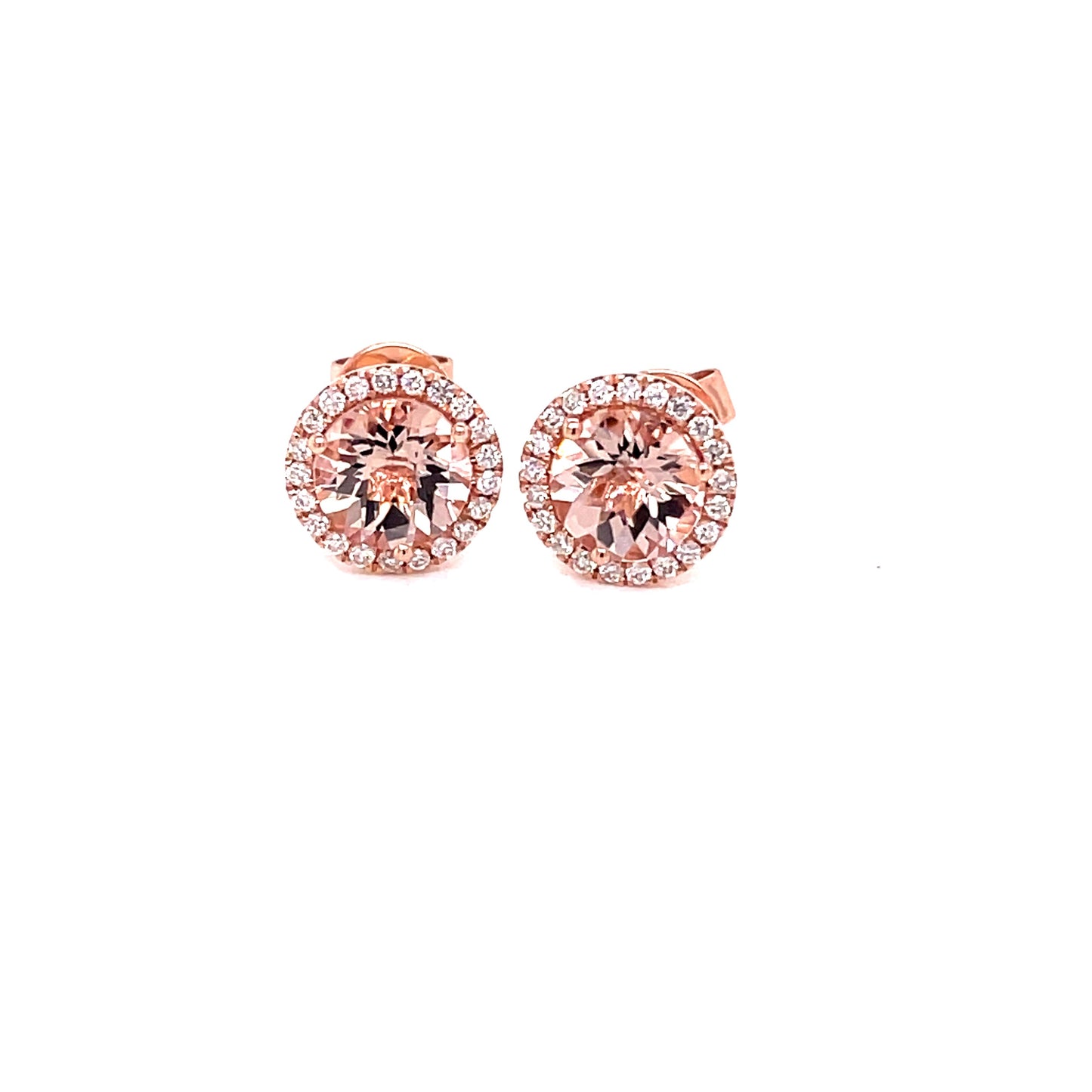 Morganite and Diamond Halo Style Earrings  Gardiner Brothers