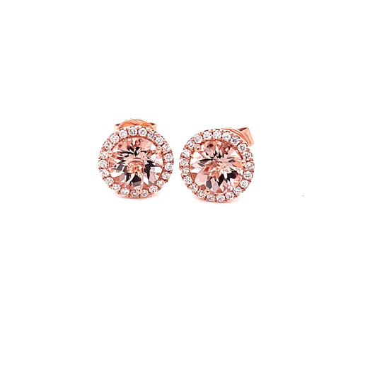 Morganite and Diamond Halo Style Earrings  Gardiner Brothers